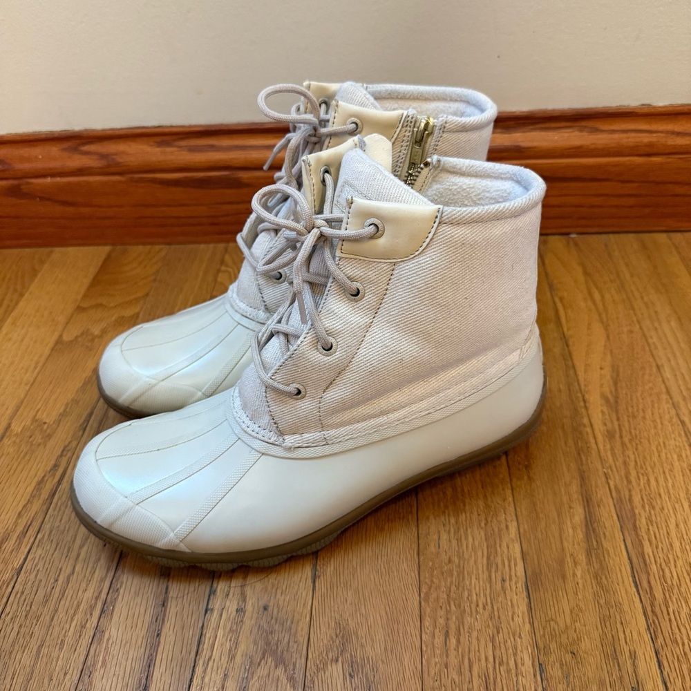 Sperry Saltwater Duck Boots Womens 10 M Beige Waterproof STS86758